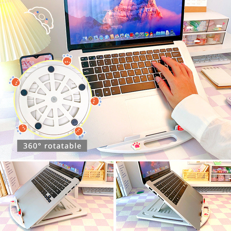 360°Rotate Base Laptop Stand for Desk, Portable Adjustable Desk Travel Laptop Riser