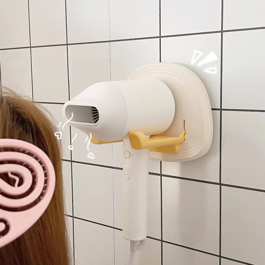 Hair dryer holder without punching holes wall-mounted folding rack