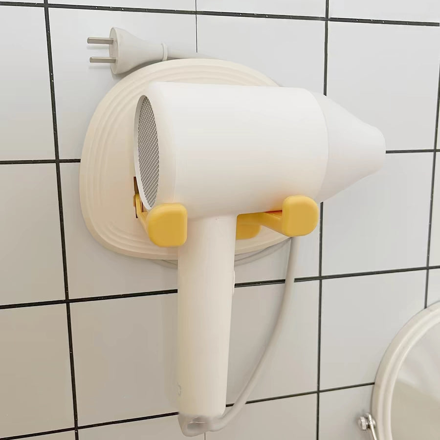 Hair dryer holder without punching holes wall-mounted folding rack