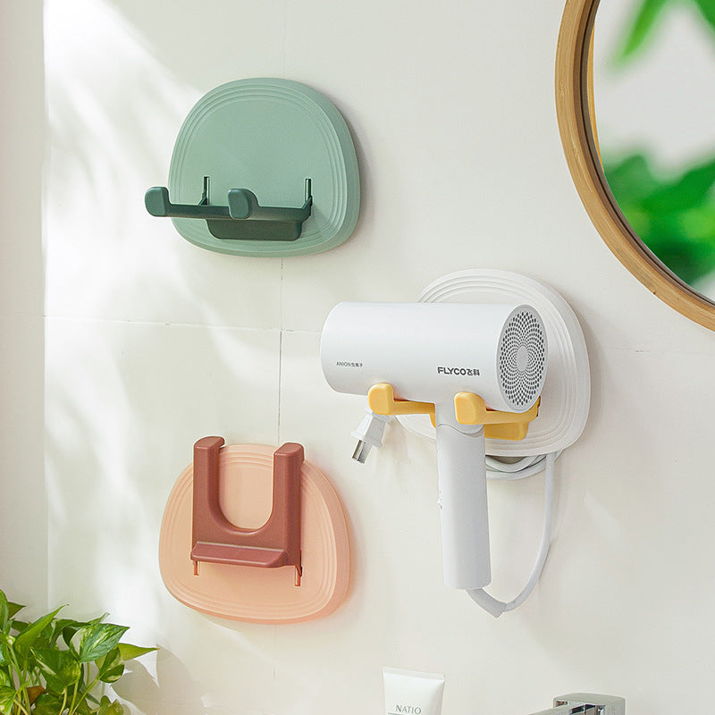 Hair dryer holder without punching holes wall-mounted folding rack