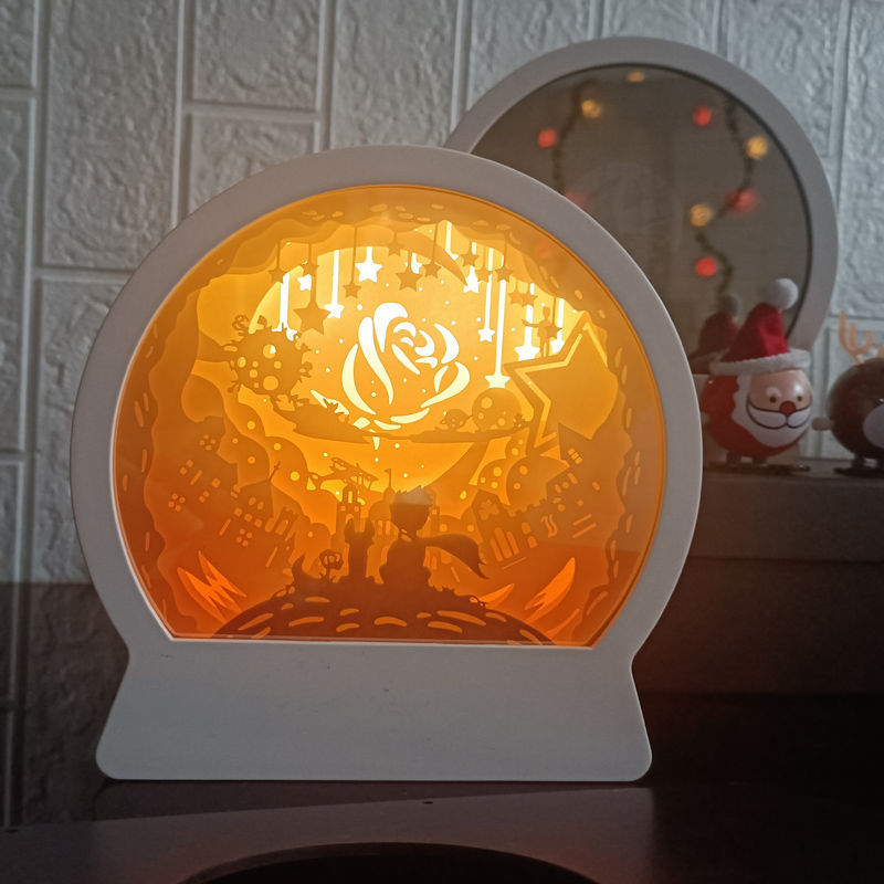 Night Light with Mirror 3D Paper Carving Light