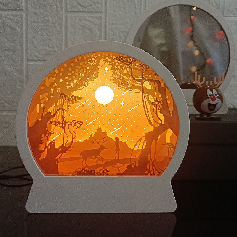 Night Light with Mirror 3D Paper Carving Light