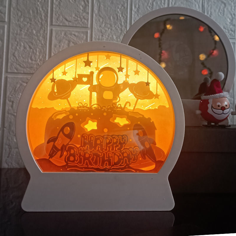 Night Light with Mirror 3D Paper Carving Light