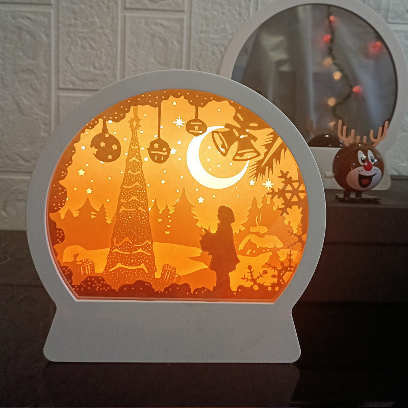 Night Light with Mirror 3D Paper Carving Light