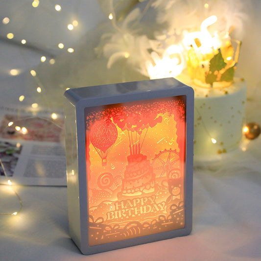 Night Light with Mirror 3D Paper Carving Light